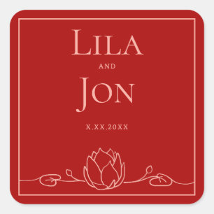 Lotus Personalized Wedding Stickers