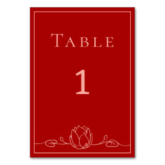 Lotus Personalized Wedding Table Number Card