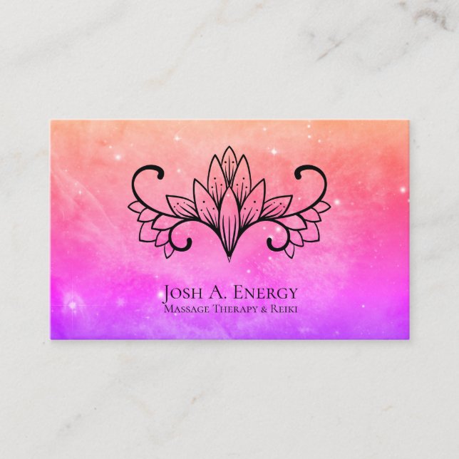 *~* Lotus Pink Galaxy Universe Lavender Nebula Business Card (Front)