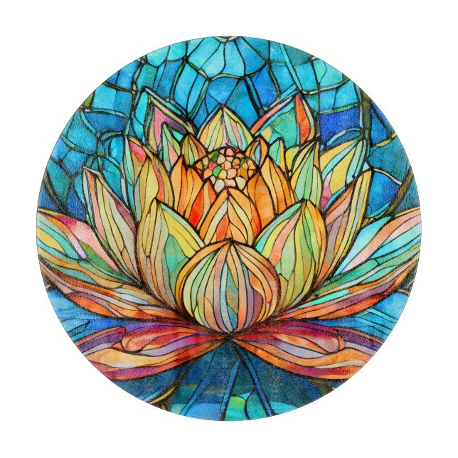 Lotus pink stained glass cutting board (Front)