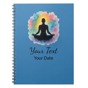 Lotus Pose Watercolor Aura Yoga Custom Notebook