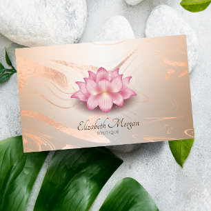 Lotus Rose Gold Brush Stroke Lotus Business Card