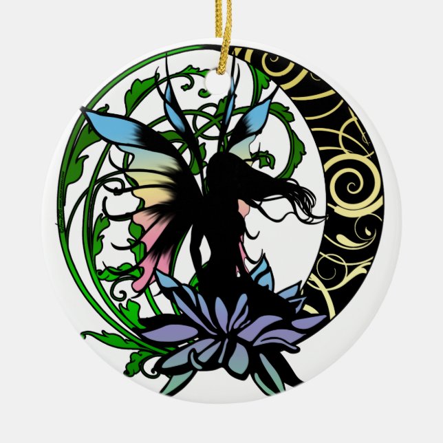 Lotus Shadow Fairy Ceramic Tree Decoration (Front)