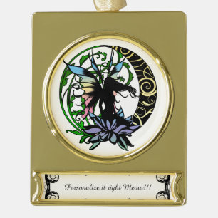 Lotus Shadow Fairy Gold Plated Banner Ornament