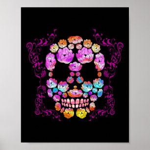 Lotus Skull Mandala Zen Art Design Poster
