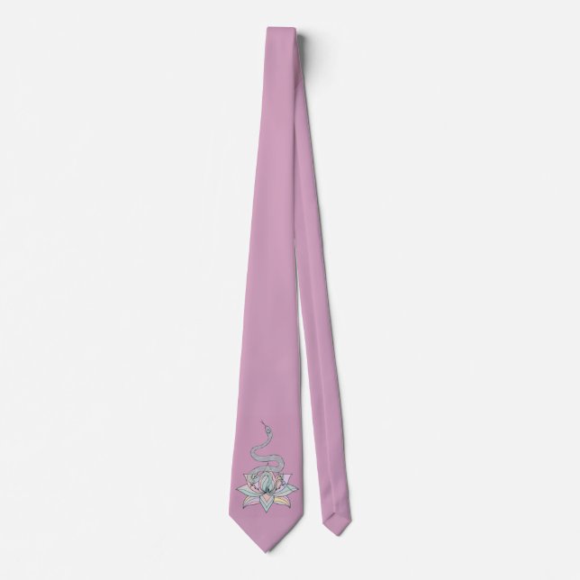 Lotus & Snake Tie in Pink (Front)