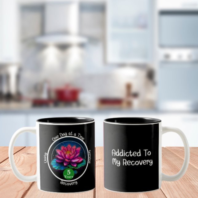 Lotus Sobriety Chip | Custom 12-Step Medallion Two-Tone Coffee Mug (Creator Uploaded)