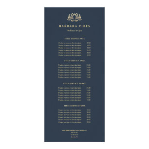 Lotus Spa Therapist Beauty Salon Price List Rack Card