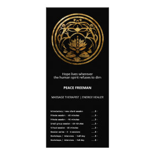 Lotus Stillness   Golden Mandala Design Rack Card