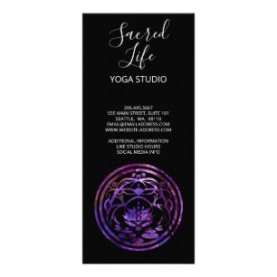 Lotus Stillness Purple Mandala Design Rack Card