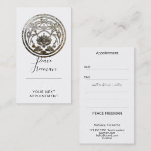 Lotus Stillness Silver Mandala Design Business Card