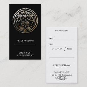 Lotus Stillness Silver Mandala Design Business Card