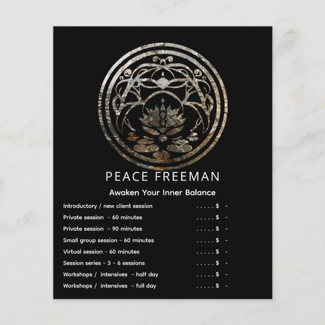Lotus Stillness | Silver Mandala Design Flyer (Front)