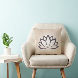 Lotus Symbol Throw Pillow Black and Tan
