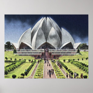 Lotus Temple Delhi India Poster