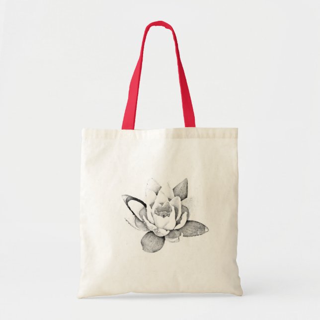 LOTUS TOTE BAG IN BLACK AND WHITE (Front)
