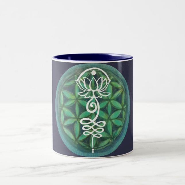 Lotus Unalome Two-Tone Coffee Mug (Center)