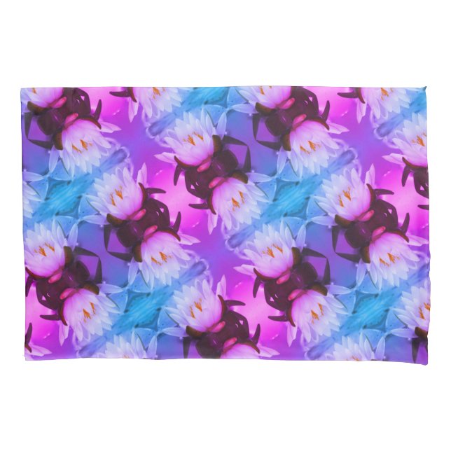 Lotus Water Lily Flower Abstract Art Pattern Pillowcase (Front)