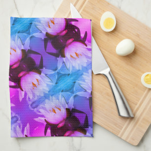 Lotus Water Lily Flower Abstract Art Pattern     Tea Towel