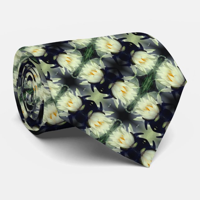 Lotus Water Lily Flower Abstract Pattern     Tie (Rolled)