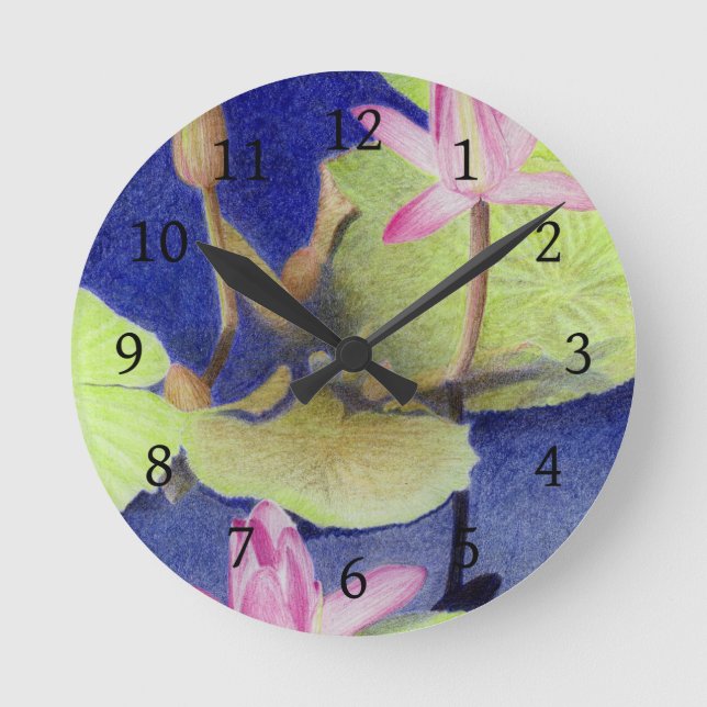 Lotus Waterlily Round Clock (Front)