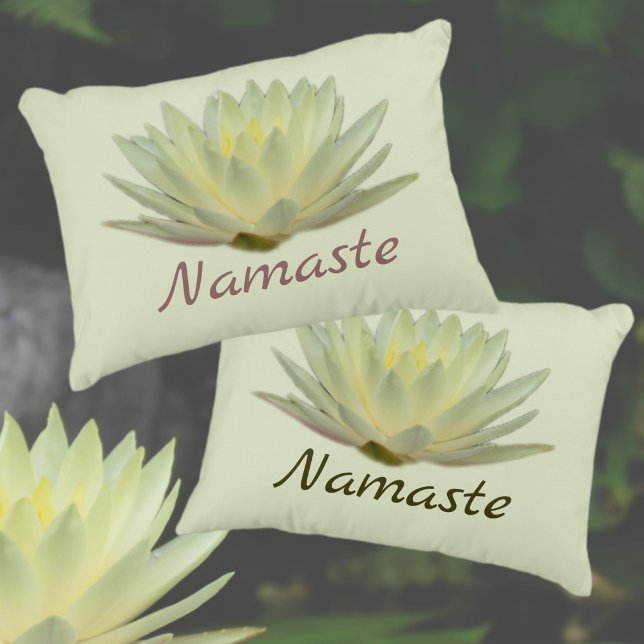 Lotus Waterlily Yellow Green Floral Namaste Decorative Cushion (Creator Uploaded)