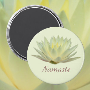 Lotus Waterlily Yellow Green Floral Namaste Magnet
