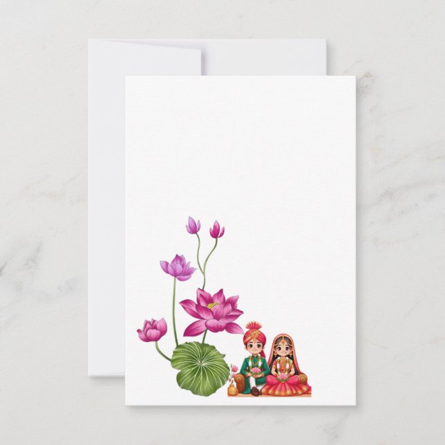 Lotus wedding  RSVP card (Front)