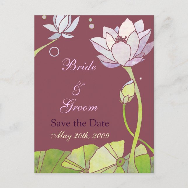 Lotus Wedding Save the Date Postcards (Front)