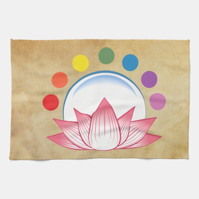 Lotus with chakra tea towel (Horizontal)