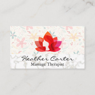 Lotus Woman Icon   Gold Marble   Flower Doodles Business Card
