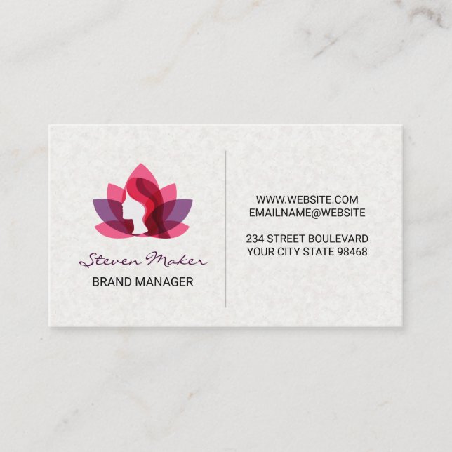 Lotus Woman | Paper Texture Background Business Card (Front)