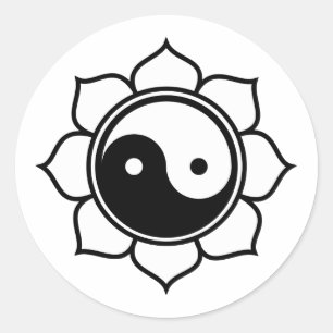 Lotus Yin Yang Classic Round Sticker