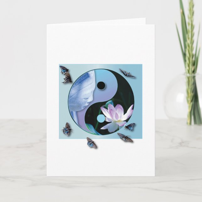 Lotus Yin Yang Greeting Card (Front)