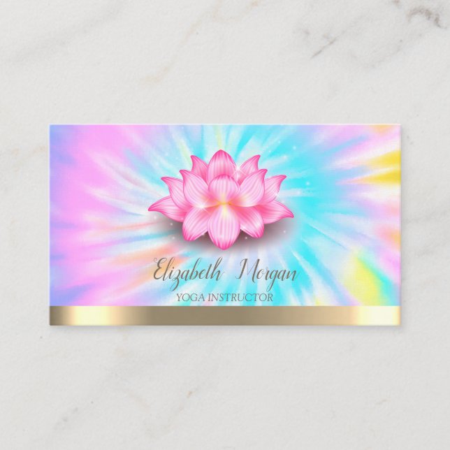 Lotus Yoga Instructor Tie Dye Business Card (Front)