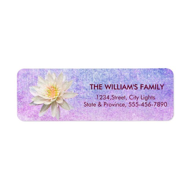 Lotus Yoga Meditation Floral Purple Return Labels (Front)
