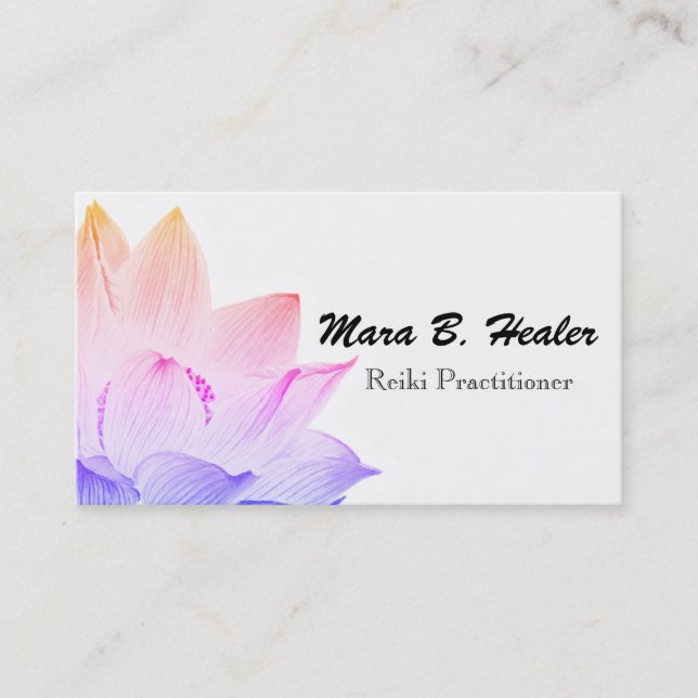 *~* Lotus Yoga Reiki Energy Healer Light Filled Business Card (Front)