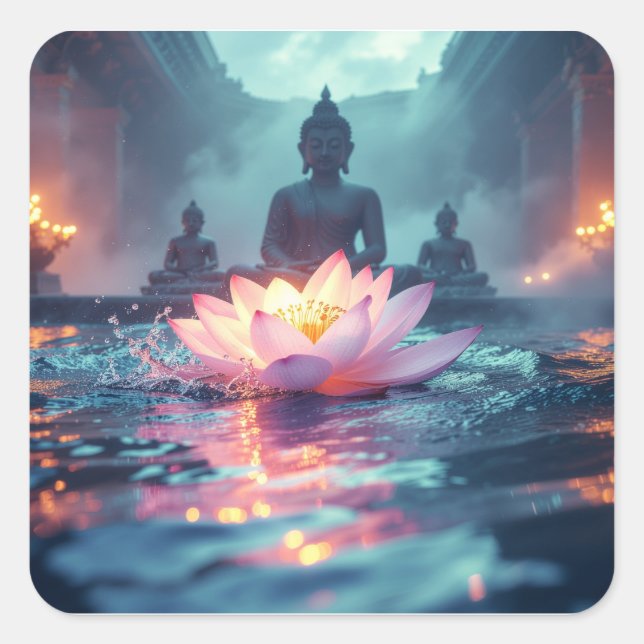 LOTUS - ZEN BUDDHISM SQUARE STICKER (Front)