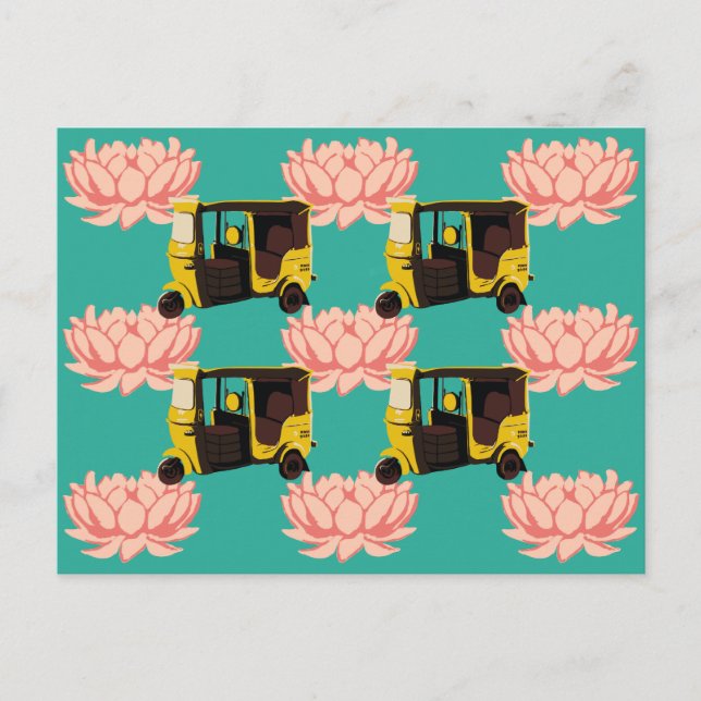 Lotuses and Rickshaws Postcard (Front)