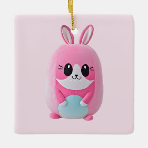 "Lou Lou". A cuddly, pink creature Ceramic Ornament