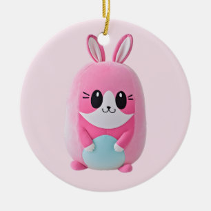 "Lou Lou". A cuddly, pink creature Ceramic Ornament