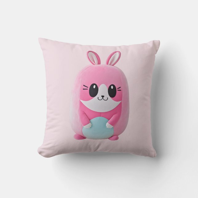 "Lou Lou". A cuddly, pink creature. Cushion (Front)