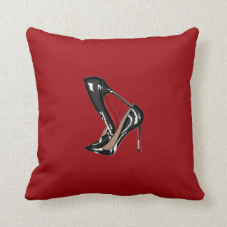 LOUBOUTIN STACKED with RED background Cushion