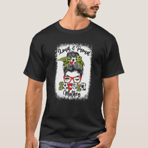 Loud And Proud Soccer Mother Messy Bun Bleached T-Shirt