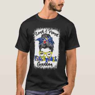 Loud And Proud Volleyball Grandma Messy Bun Bleach T-Shirt