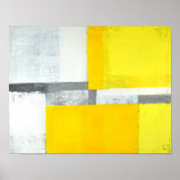 'Loud' Grey and Yellow Abstract Art