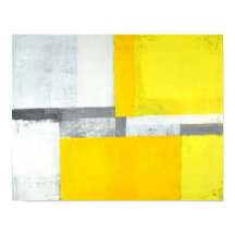 'Loud' Grey and Yellow Abstract Art