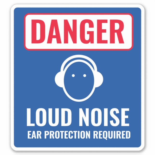 Loud noise danger sign. Ear protection required (Front)