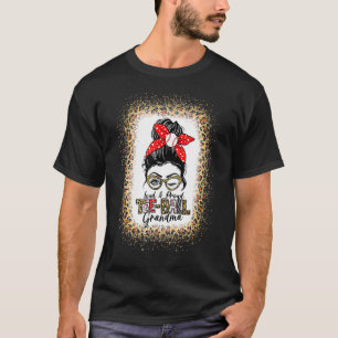 Loud & Proud Ball Grandma Messy Bun Mum Leopard Bl T-Shirt