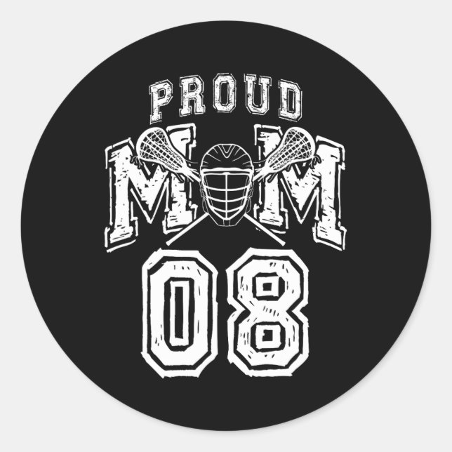 Loud Proud Lacrosse Mum Number Player 08 Mama Fami Classic Round Sticker (Front)
